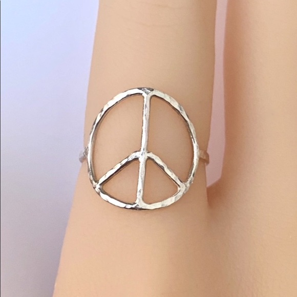 Sterling silver Peace sign ring, handmade ring, made to order - Picture 5 of 7